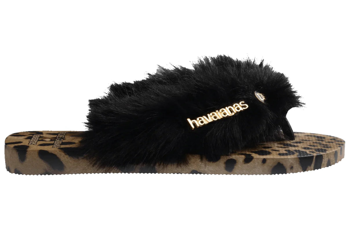 Chinelo Havaianas Top x Dolce&Gabbana Faux Fur Leopard Marrom - ByDunky - Store