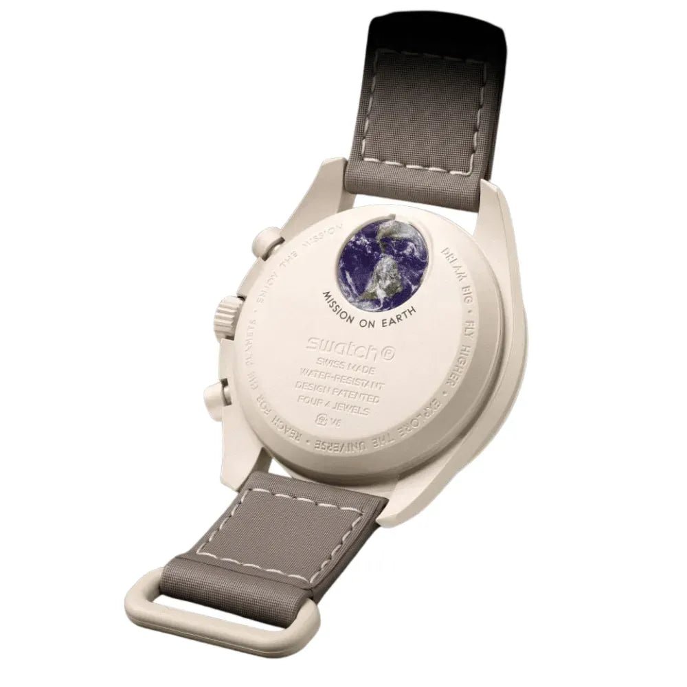 Rélogio Swatch x Omega Relógio Bioceramic Moonswatch Mission On Earth Desert Bege - ByDunky - Store