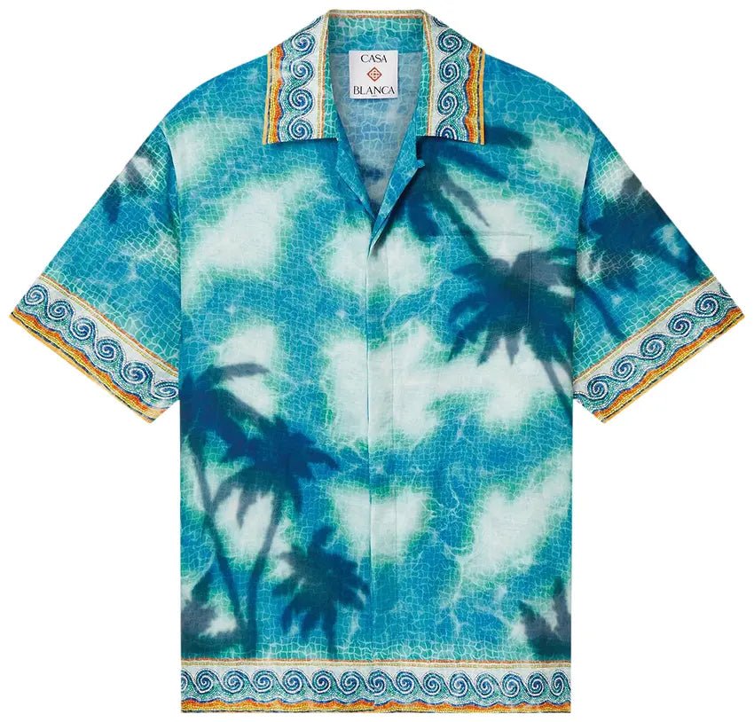 Camisa Casablanca Caustics Emblem Silk Turquoise Azul - ByDunky - Store