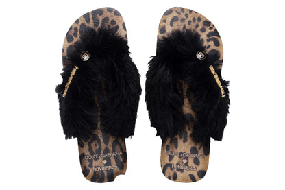 Chinelo Havaianas Top x Dolce&Gabbana Faux Fur Leopard Marrom - ByDunky - Store