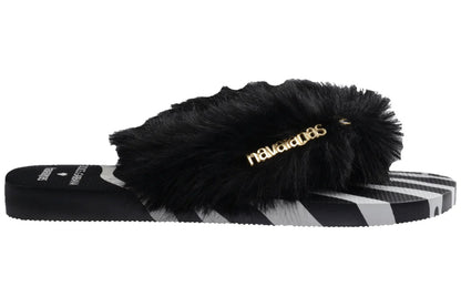 Chinelo Havaianas Top x Dolce&Gabbana Faux Fur Zebra Preto - ByDunky - Store
